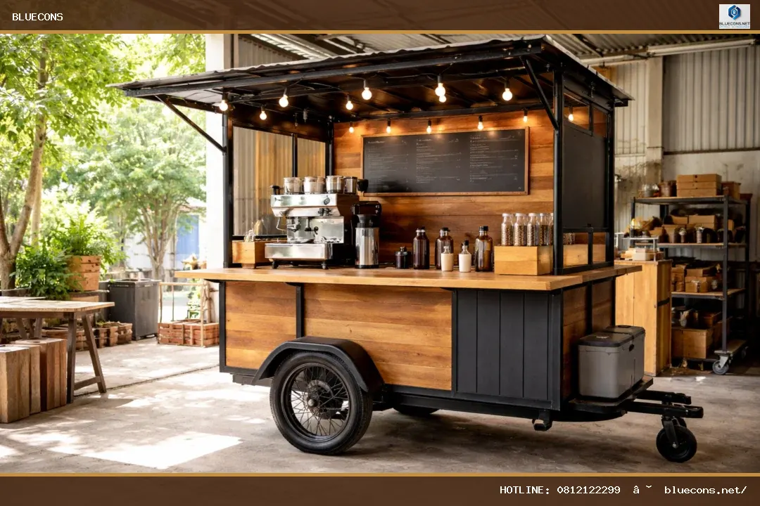 Thi công xe cafe giá rẻ – ảnh minh họa Bluecons
