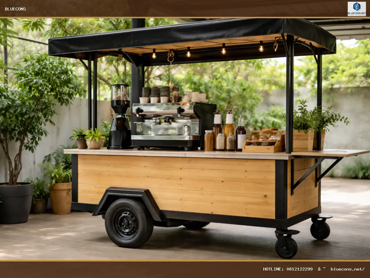 Thi công xe cafe giá rẻ – ảnh minh họa Bluecons