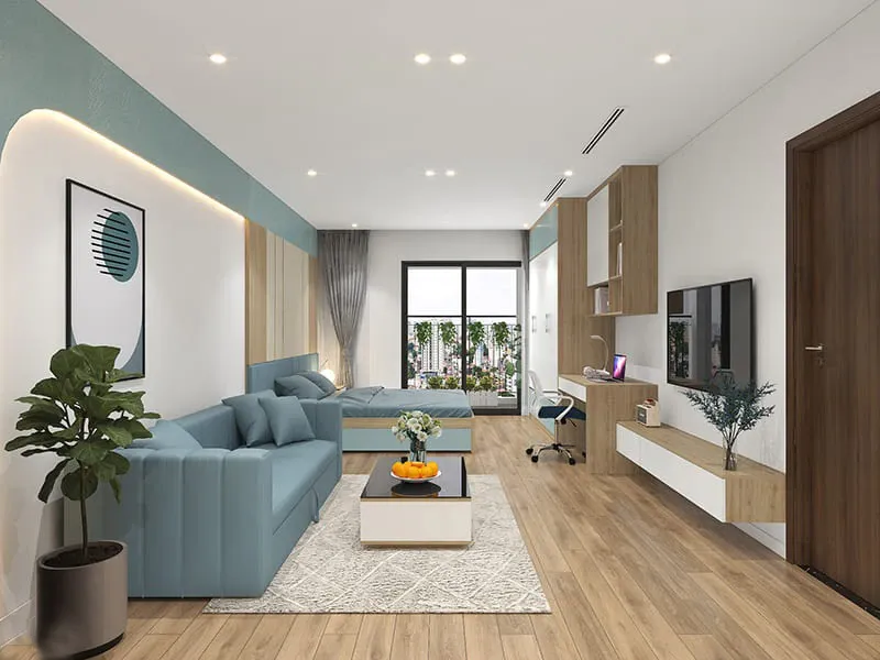 thi công nội thất gỗ căn hộ studio 11 Thiết kế căn hộ studio 18
