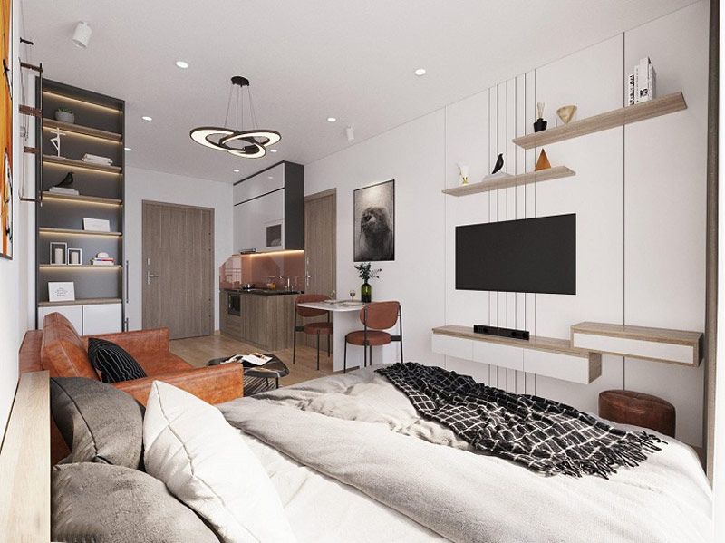 thi công nội thất gỗ căn hộ studio 15 Thiết kế căn hộ 40m2