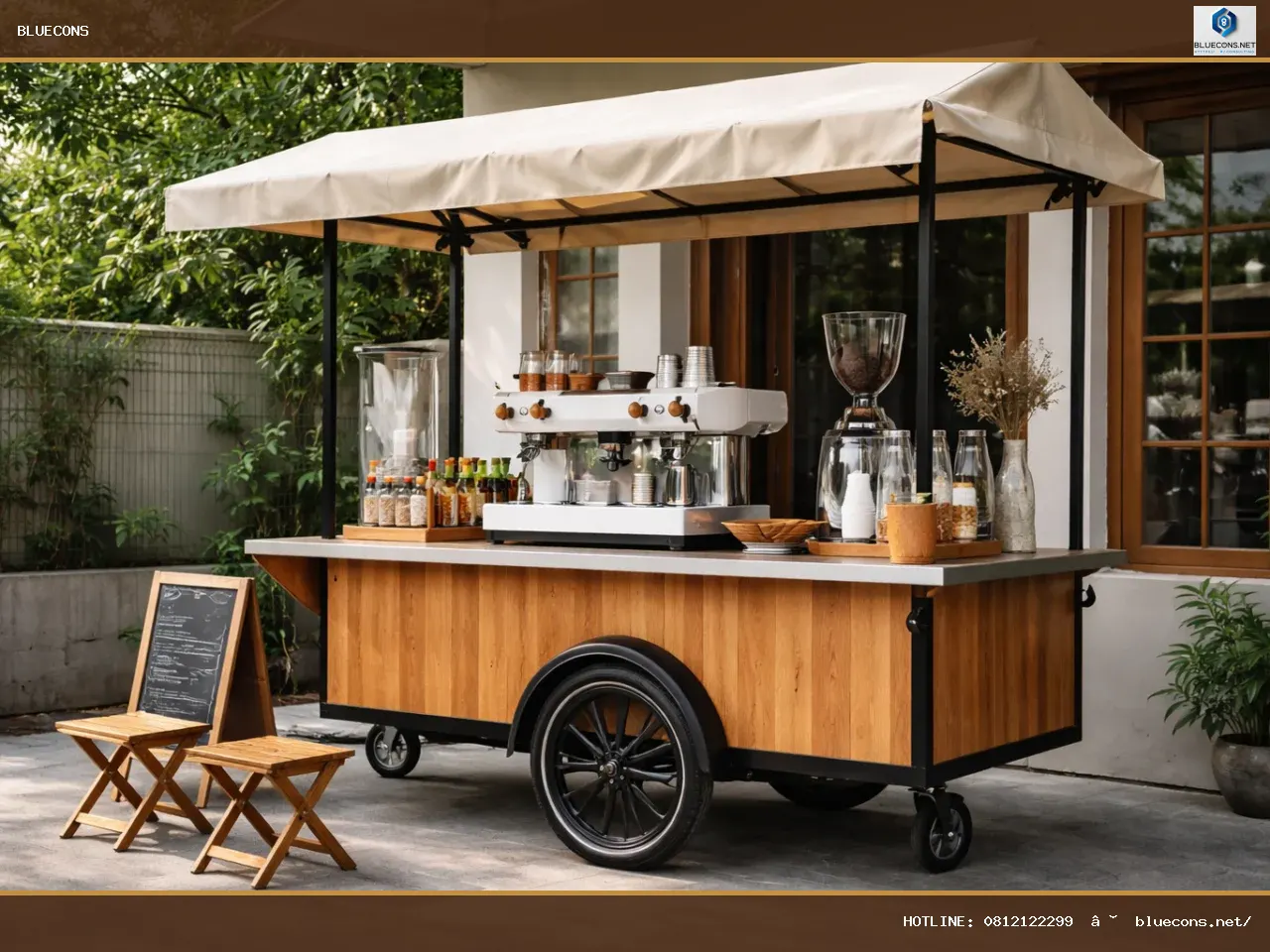 Thiết kế gia công xe cafe – ảnh minh họa Bluecons