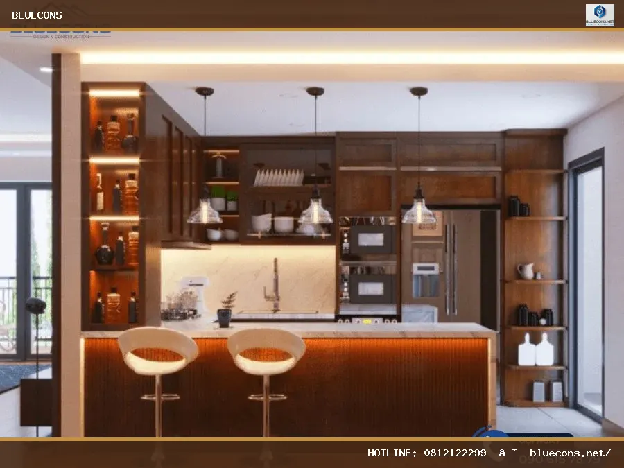 Thiết kế nhà bếp có quầy bar – hình ảnh Bluecons