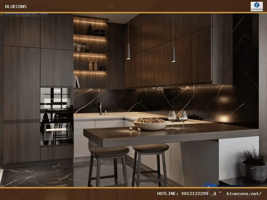 Thiết kế nhà bếp có quầy bar – hình ảnh Bluecons