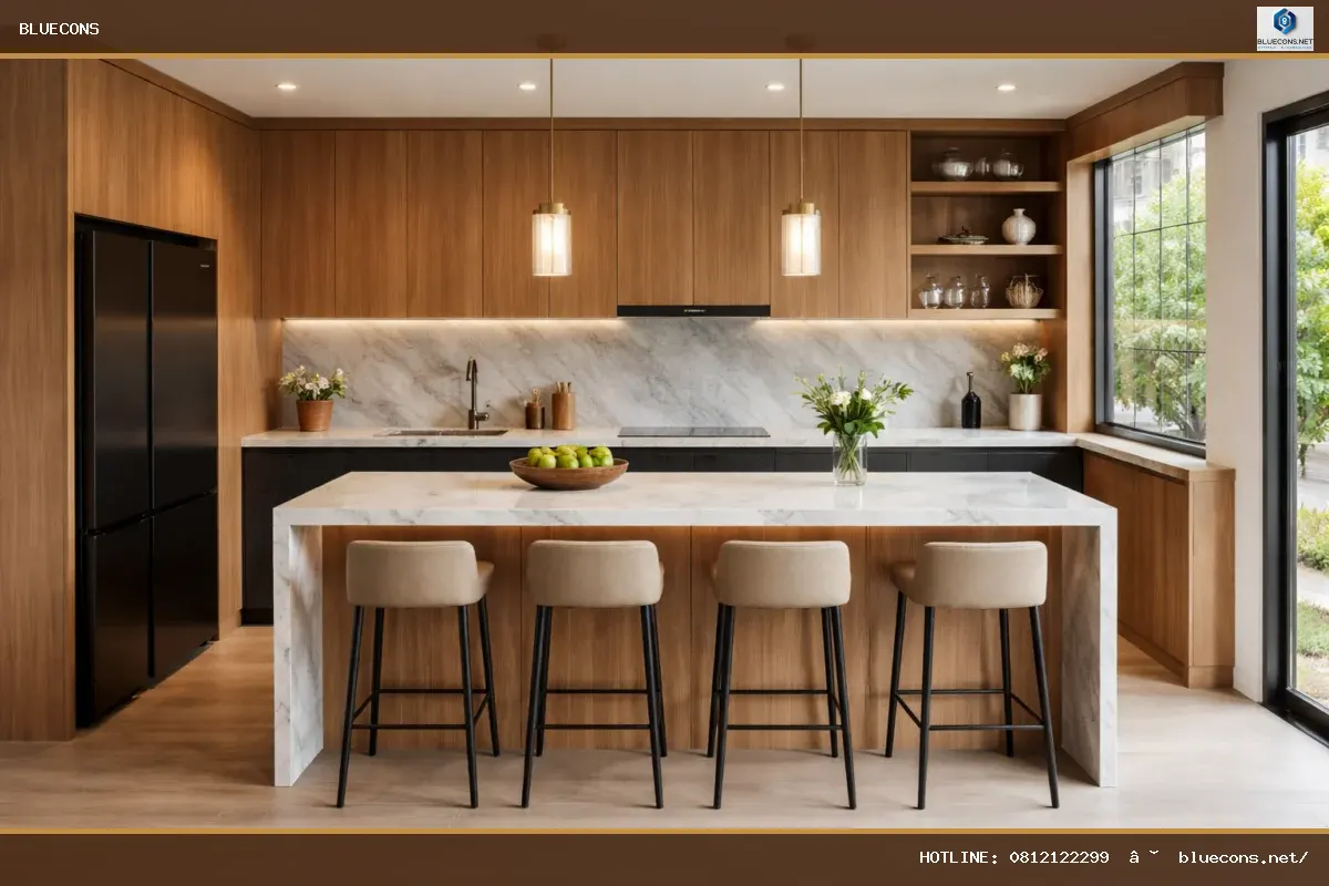 Thiết kế nhà bếp có quầy bar – ảnh minh họa Bluecons
