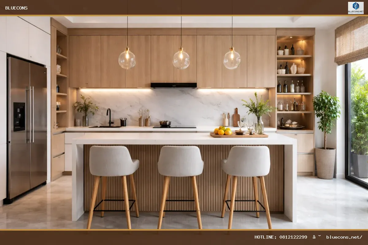 Thiết kế nhà bếp có quầy bar – ảnh minh họa Bluecons
