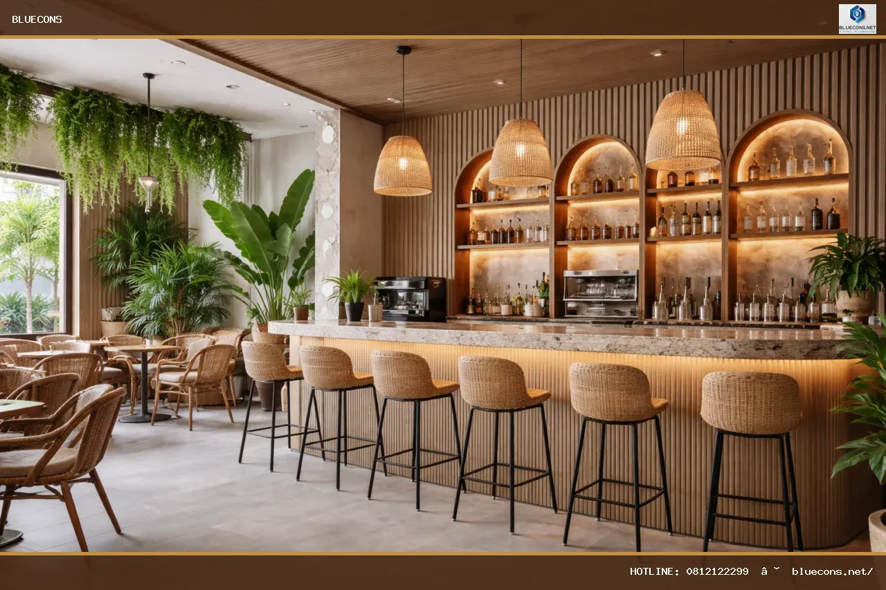 Thiết kế nội thất bar cafe – ảnh minh họa Bluecons