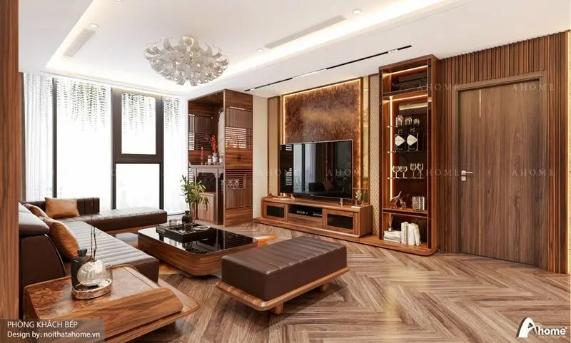 Phòng ngủ hiện đại với nội thất gỗ