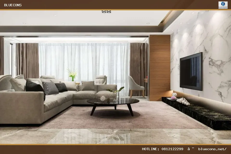Thiết kế nội thất phòng khách biệt thự đẹp – hình ảnh Bluecons