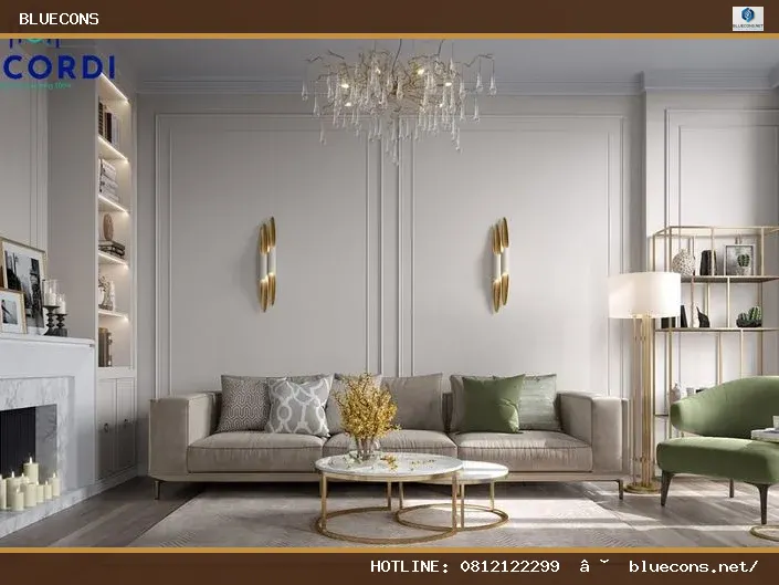 Thiết kế nội thất phòng khách chung cư – hình ảnh Bluecons