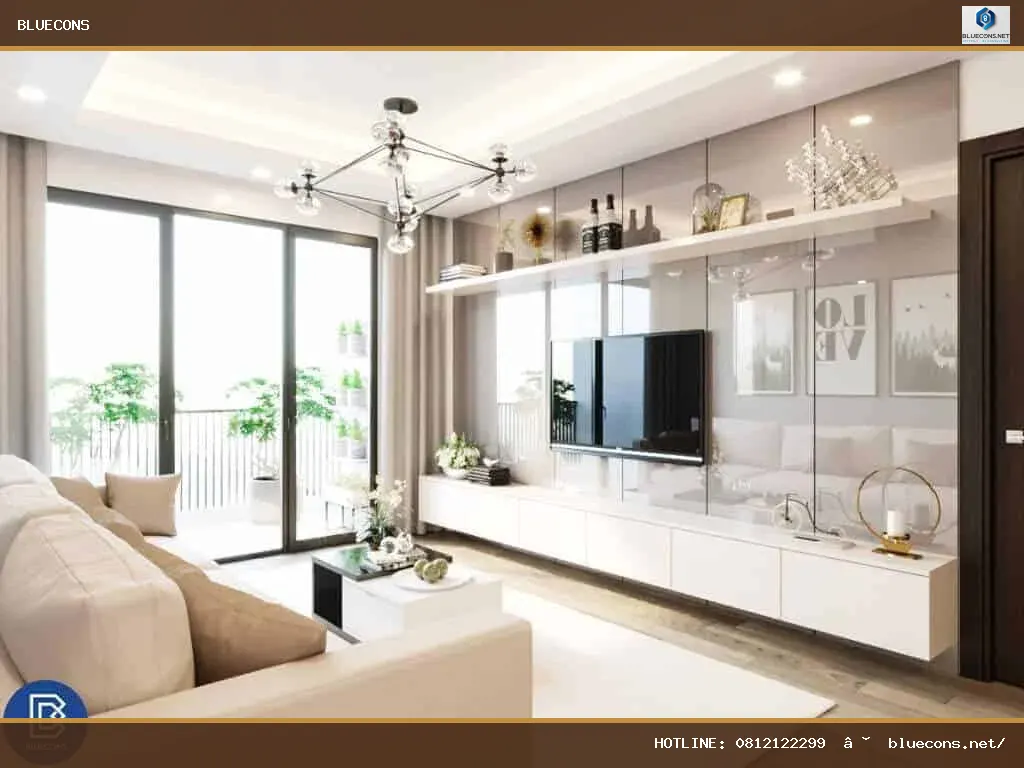 Thiết kế nội thất phòng khách chung cư – hình ảnh Bluecons
