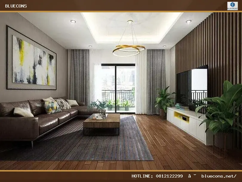 Thiết kế nội thất phòng khách chung cư – hình ảnh Bluecons