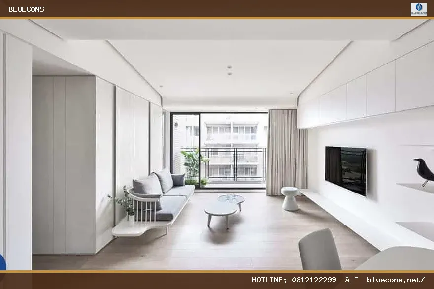 Thiết kế nội thất phòng khách chung cư – hình ảnh Bluecons