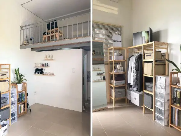 Thiết kế nội thất phòng trọ có giường gác lửng