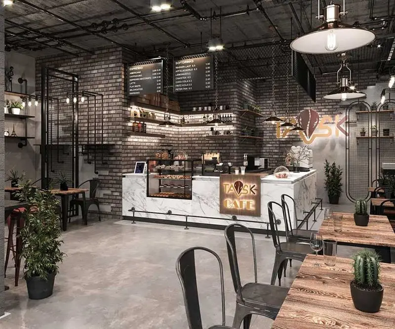 Nội thất quán cafe phong cách industrial