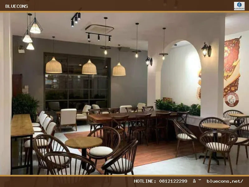 Thiết kế quán cafe 80m2 – hình ảnh Bluecons