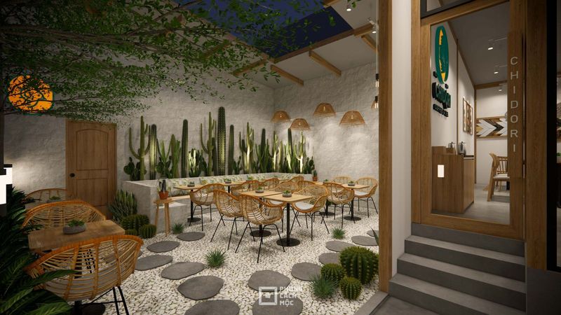 Thiết kế quán cafe Chidori Kiên Giang - khu có mái che