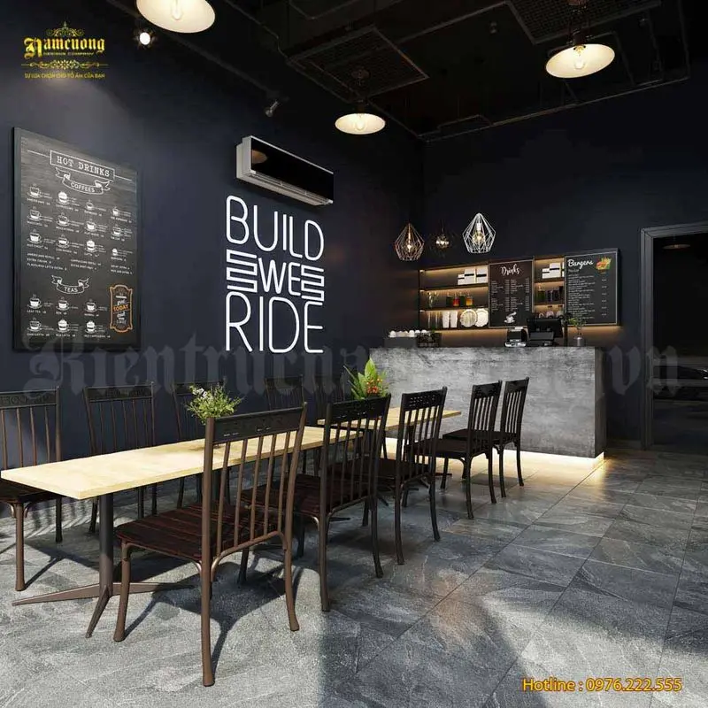 Phối cảnh quán cafe thoáng đãng