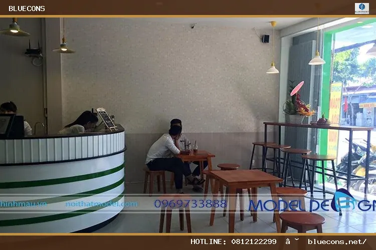 Thiết kế quán cafe nhà ống – hình ảnh Bluecons