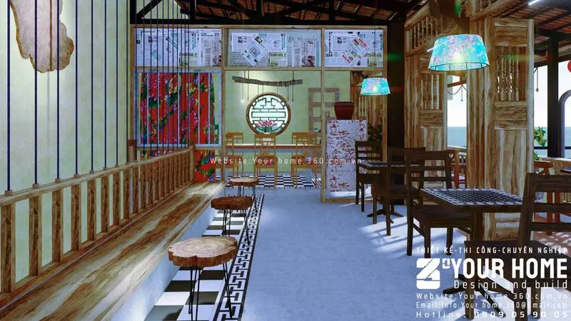 Không gian quán cafe sân vườn Cẩm Xuyên Hà Tĩnh
