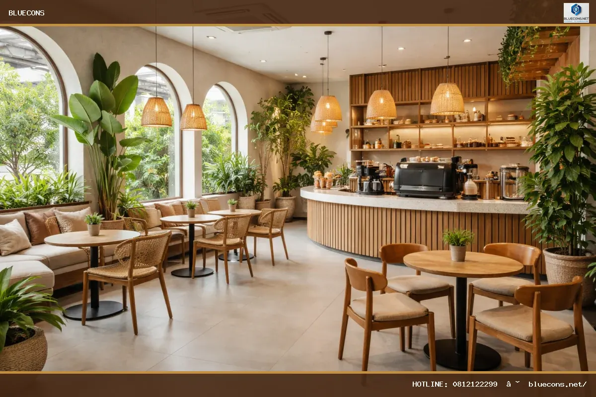 Thiết kế quán cafe tại quận Bình Tân – ảnh minh họa Bluecons
