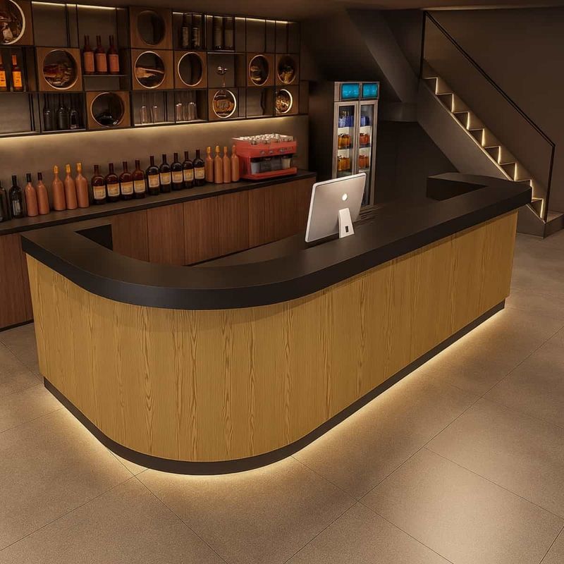 Thiết kế quầy bar gỗ công nghiệp hiện đại