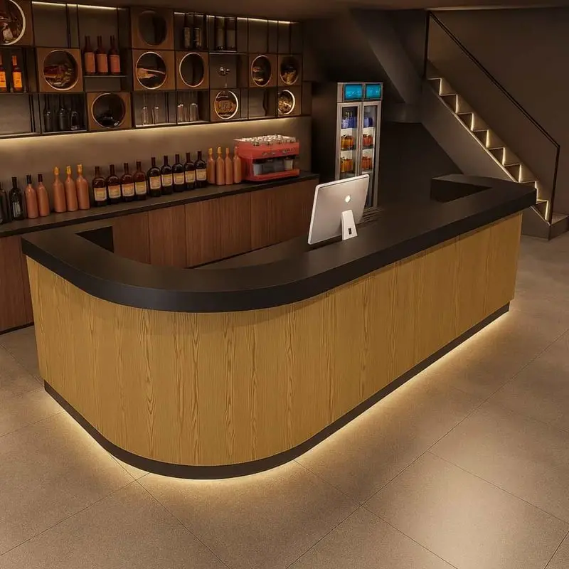 Thiết kế quầy bar gỗ công nghiệp hiện đại