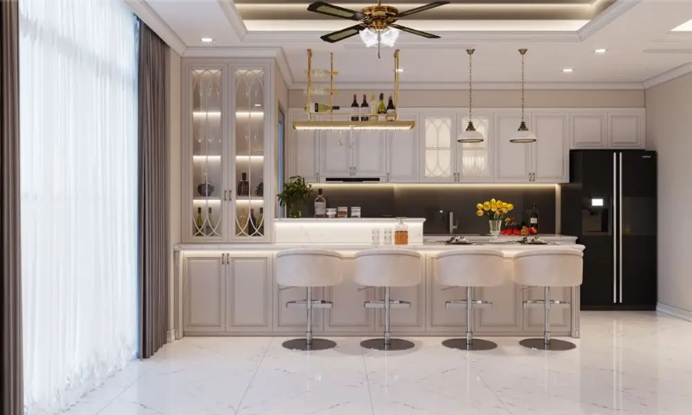 Quầy bar ngăn bếp và phòng khách