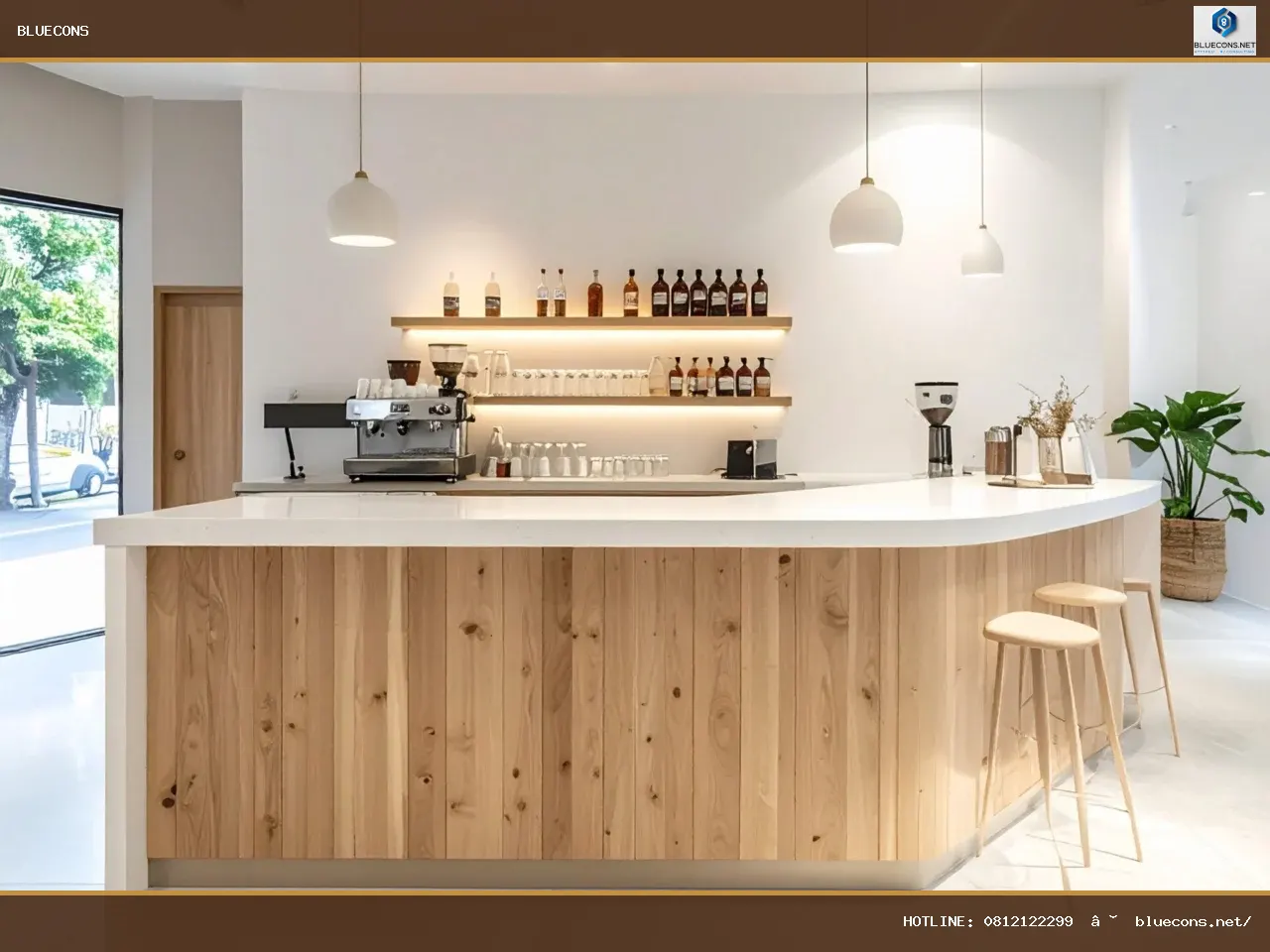Thiết Kế Quầy Pha Chế Quán Cafe Đẹp – hình ảnh Bluecons