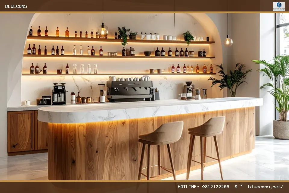 Thiết Kế Quầy Pha Chế Quán Cafe Đẹp – hình ảnh Bluecons