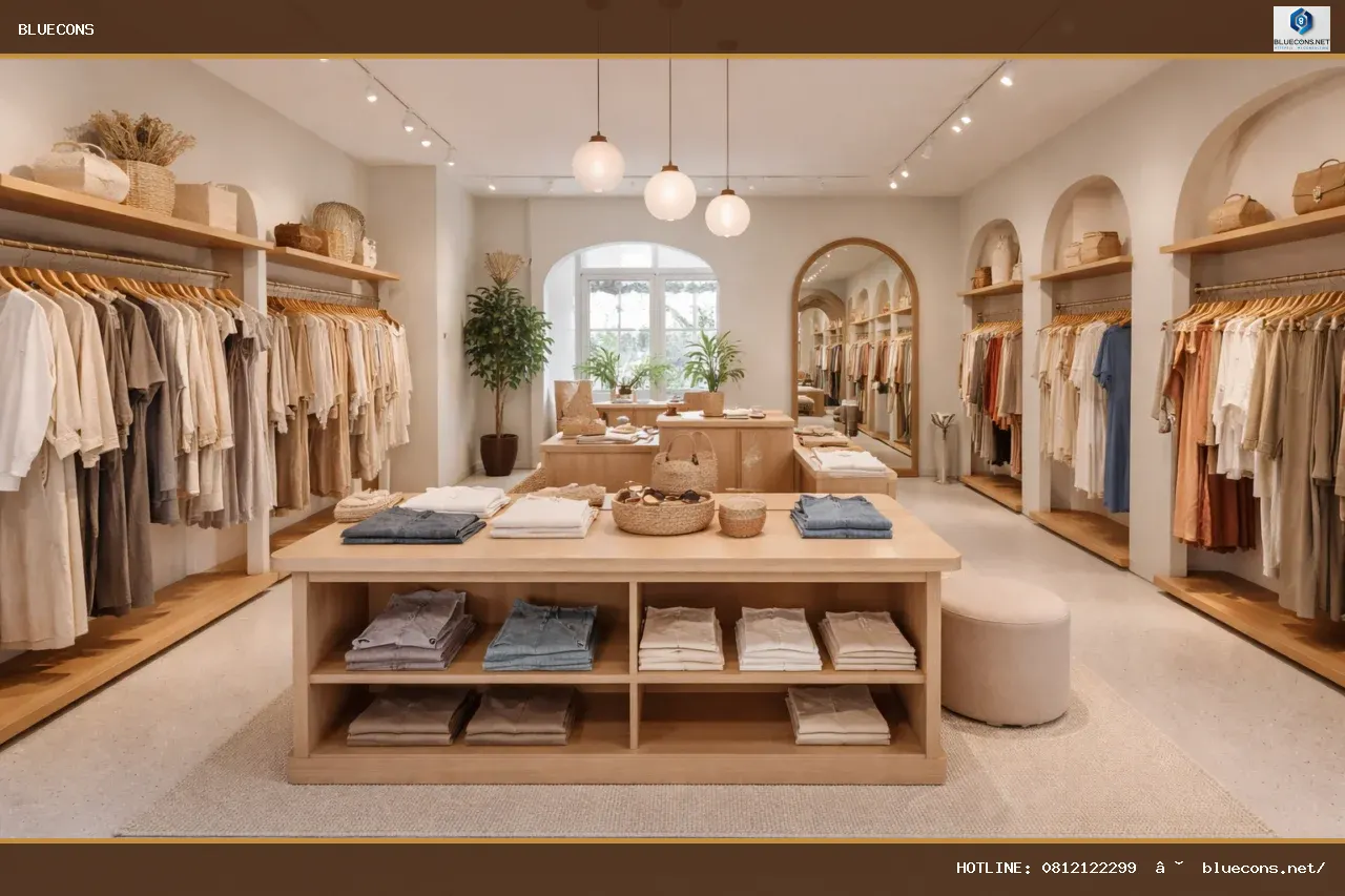 Thiết kế shop bán quần áo – ảnh minh họa Bluecons