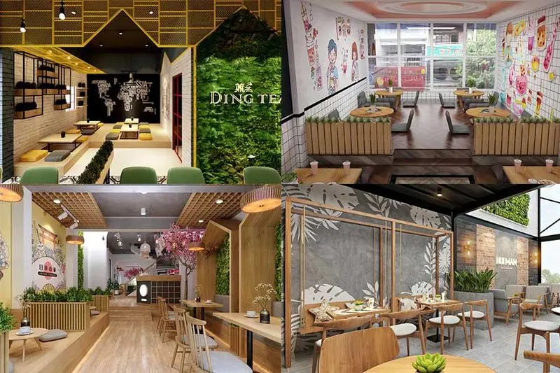 Hình ảnh quán trà sữa ngồi bệt