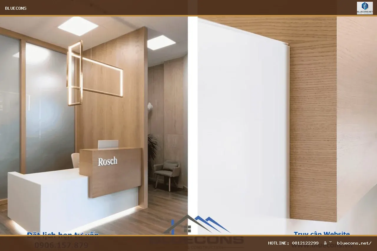 Thiết kế thi công quầy lễ tân – hình ảnh Bluecons