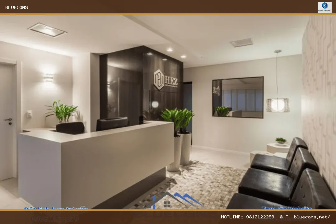 Thiết kế thi công quầy lễ tân – hình ảnh Bluecons