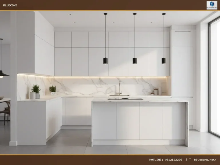 Thiết kế tủ bếp chữ L – hình ảnh Bluecons