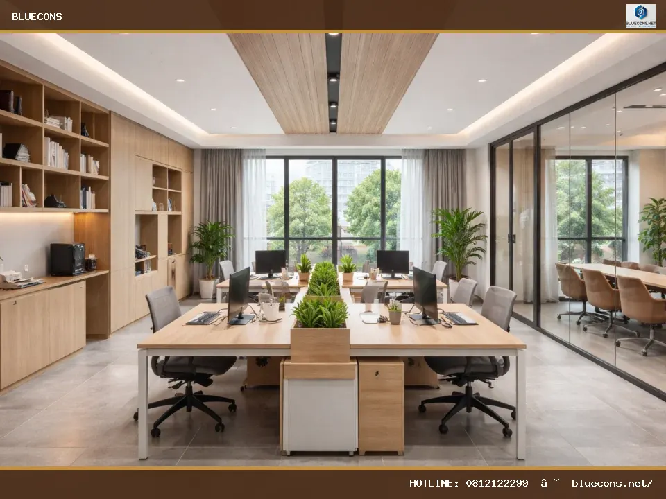 Thiết kế văn phòng 60m2 – ảnh minh họa Bluecons