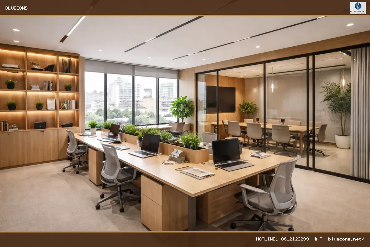 Thiết kế văn phòng 60m2 – ảnh minh họa Bluecons