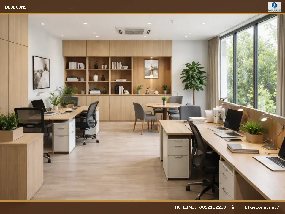 Thiết kế văn phòng công ty nhỏ – ảnh minh họa Bluecons