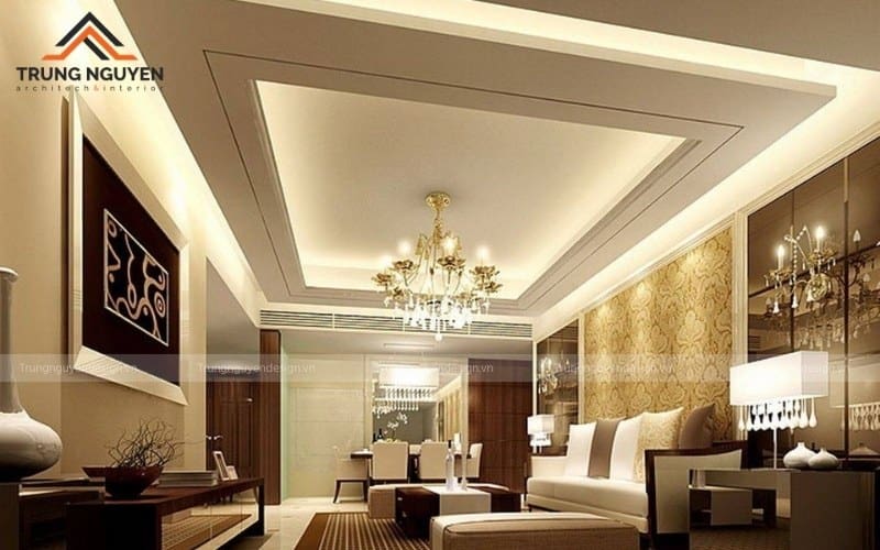 Trần thạch cao giật cấp với thiết kế độc đáo
