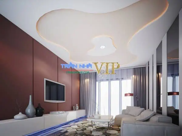 Mẫu trần thạch cao uốn lượn hiện đại