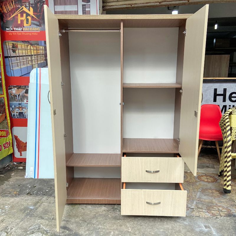 Tủ quần áo 2 cánh nội thất hai tầng
