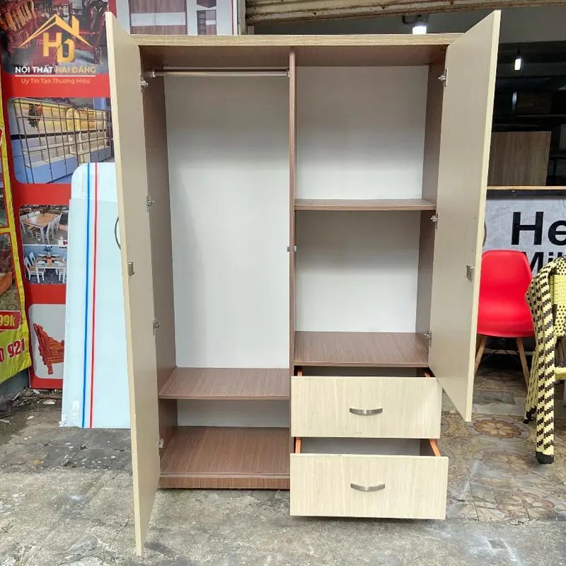 Tủ quần áo 2 cánh nội thất hai tầng
