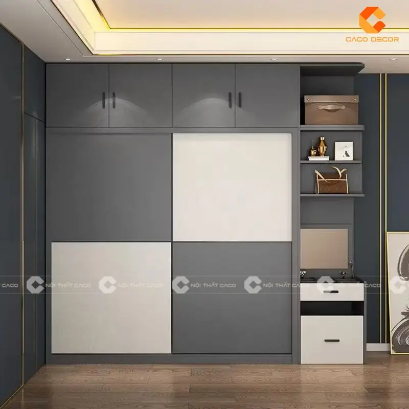 Tủ quần áo melamine trắng