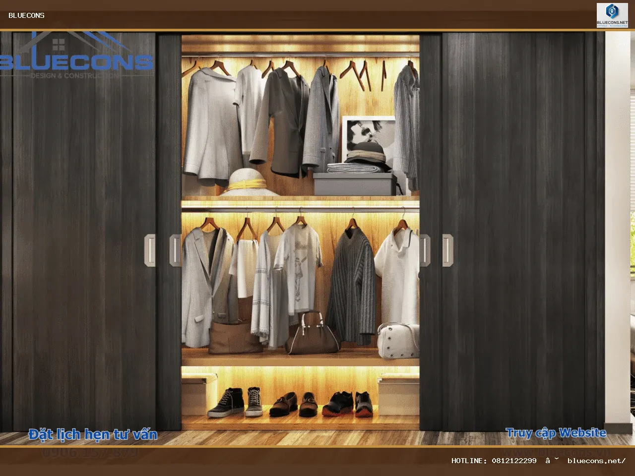 Tủ trưng bày cánh kính – hình ảnh Bluecons