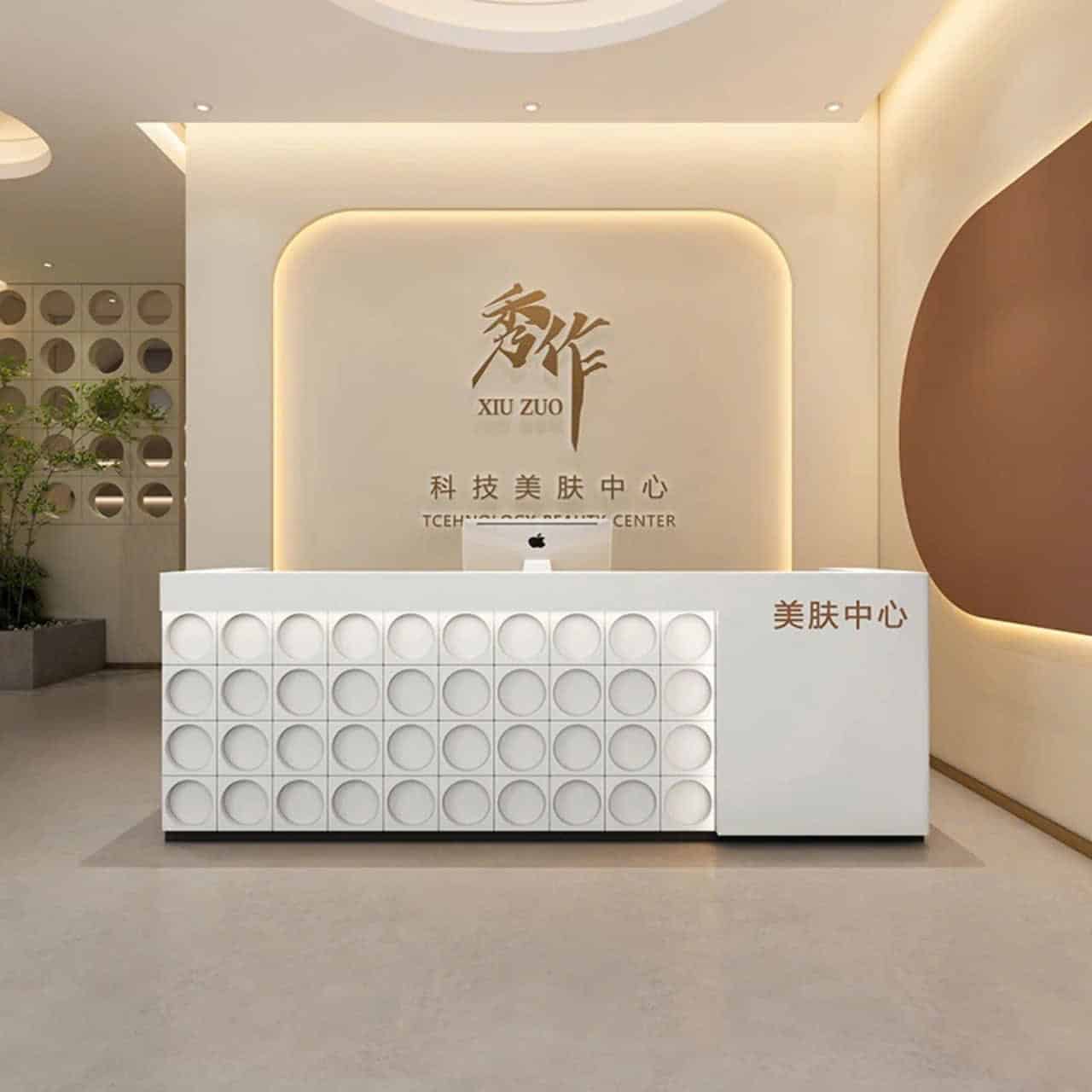 Quầy lễ tân bằng gỗ MDF