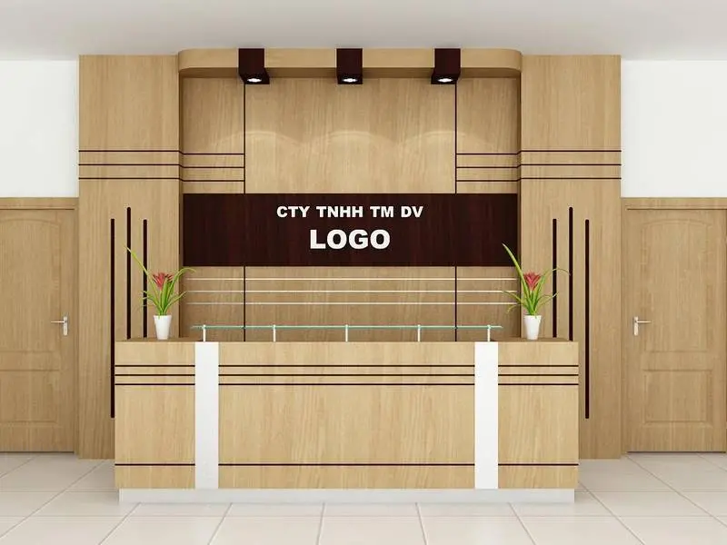 Vách logo làm nổi bật không gian