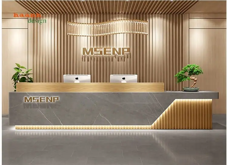 Quầy lễ tân với vách ngăn đẹp mắt