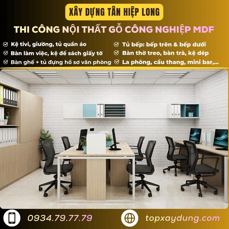 Hình ảnh thi công nội thất gỗ MDF công nghiệp