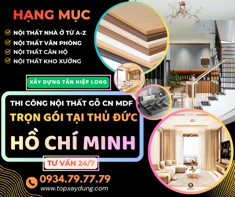 Xây dựng Tân Hiep Long thi công nội thất gỗ MDF