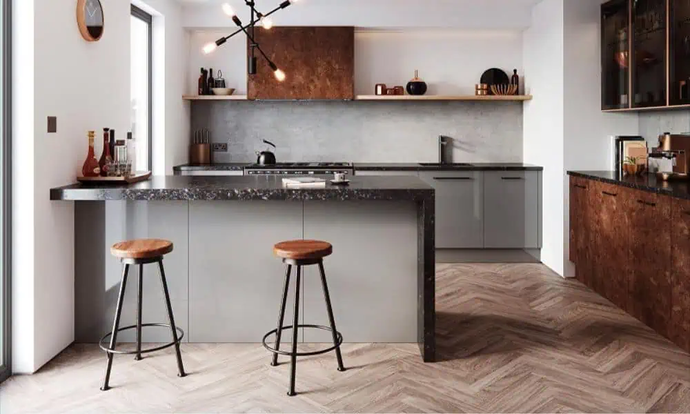 Quầy bar bếp với không gian mở