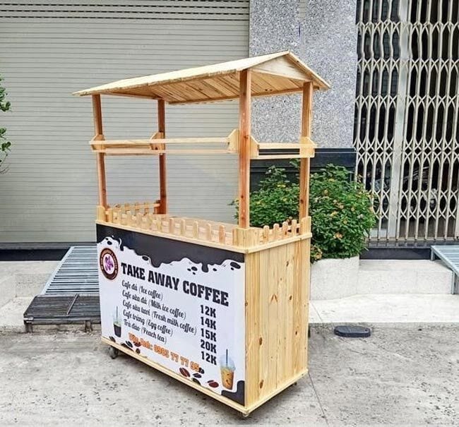 Xe gỗ bán cà phê giá rẻ